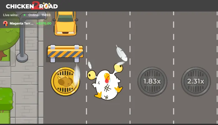 Interfejs gry Chicken Road 2 z wyborem trudności i informacją o RTP 95,5%.